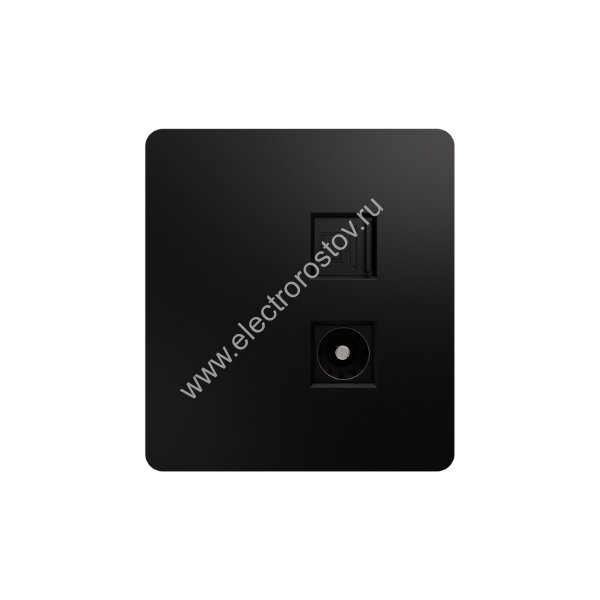 KRANZ ROUND Розетка компьютерная RJ45 кат6 + TV с/у оникс, с 1-пост. рамкой