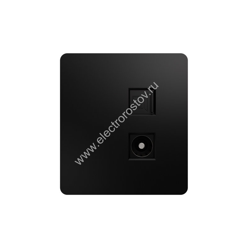 KRANZ ROUND Розетка компьютерная RJ45 кат6 + TV с/у оникс, с 1-пост. рамкой