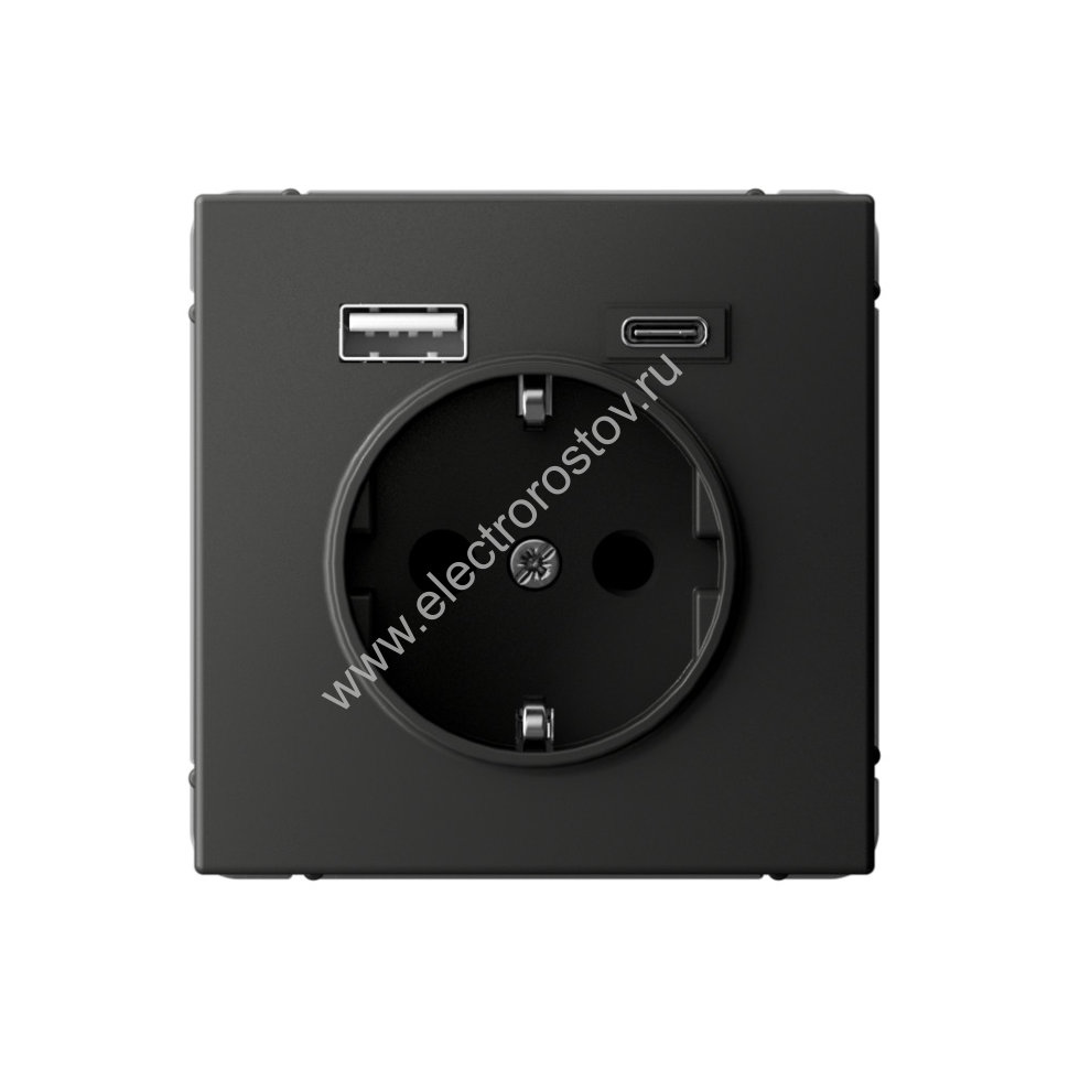 Systeme Electric ArtGallery Базальт Розетка 16А с 2 USB A+C, 5В/2,4А/3,0А, 2х5В/1,5А, механизм