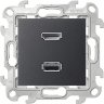 Simon 24 Графит Розетка HDMI+USB 2.0 Simon