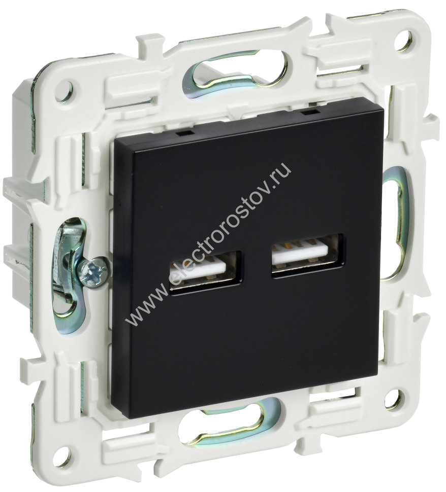 IEK SKANDY Черный Розетка USB A+A 3,1А SK-R15Bl
