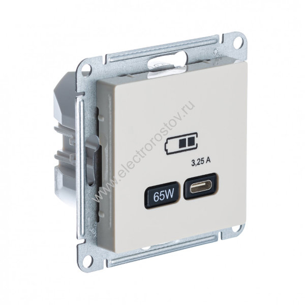 AtlasDesign Беж Розетка USB C, 65Вт; 5-20В/3,25А Schneider Electric
