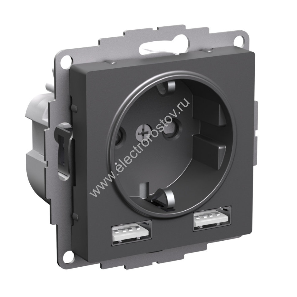 AtlasDesign Базальт Розетка + USB Розетка A+A, 1x2,4A или 2х1,2А Schneider Electric