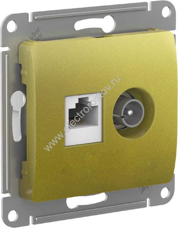 Systeme Electric Glossa Фисташковый Розетка двойная ТВ+комп RJ45, кат. 5e