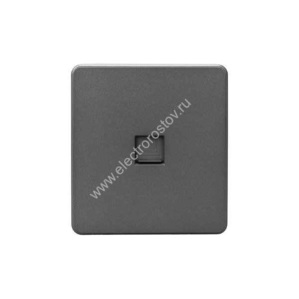 KRANZ ROUND Розетка компьютерная RJ45 кат6 с/у титан, с 1-пост. рамкой