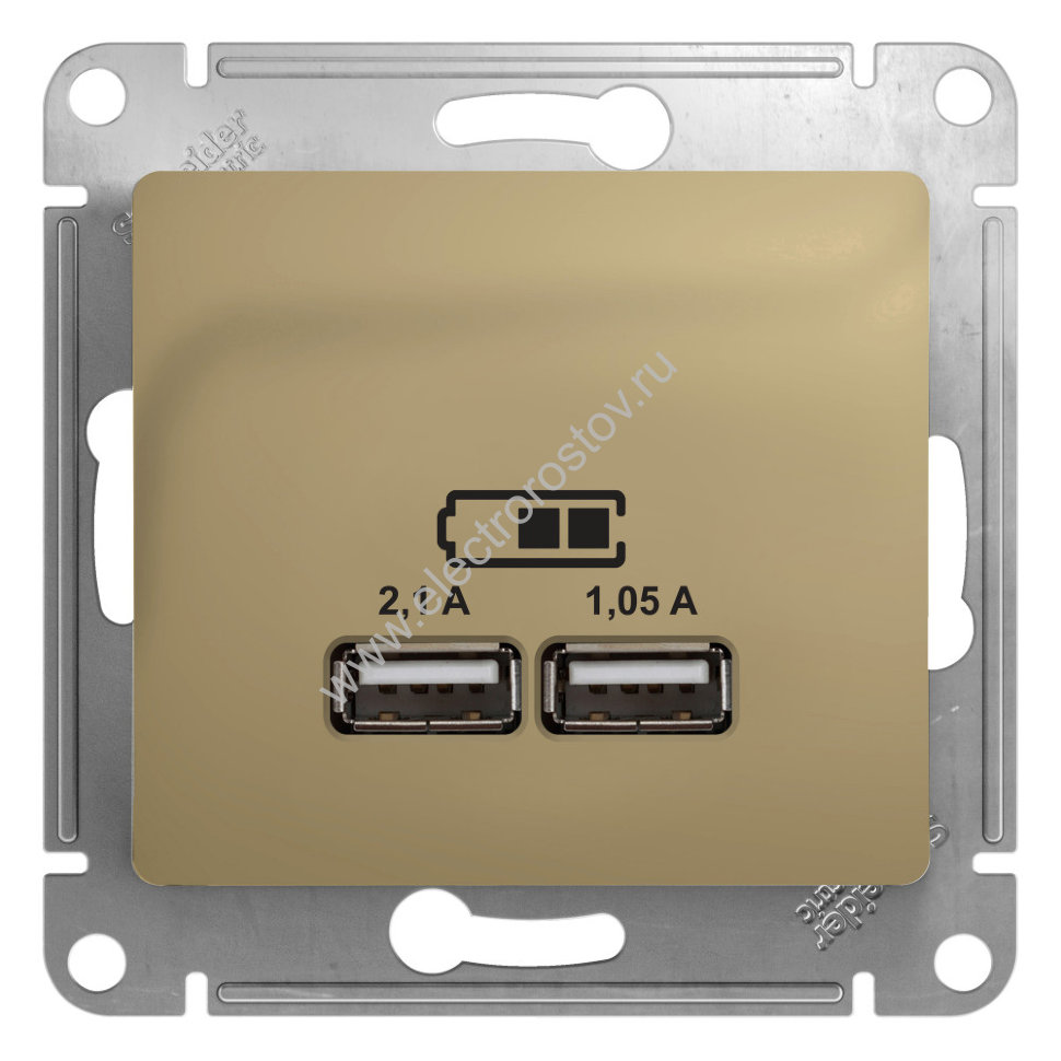 Glossa Титан Розетка USB A+A; 5В/2,1А; 2x5В/1,05А Schneider Electric