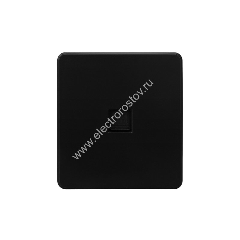 KRANZ ROUND Розетка компьютерная RJ45 кат6 с/у оникс, с 1-пост. рамкой