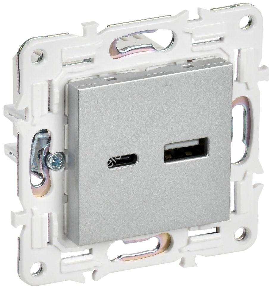 IEK SKANDY Серебряный Розетка USB A+A 3,1А SK-R15S