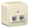 Blanca наруж Молочный Розетка 2-ая ТЛФ/КОМП, RJ45+RJ11, кат.5E, изолир. пластина Schneider Electric