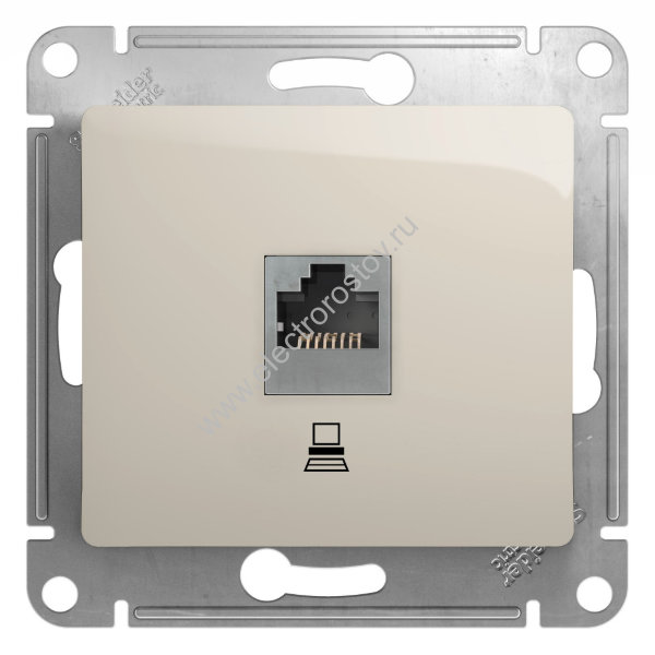 Glossa Молочный Розетка компьютерная 1-ая RJ45, кат. 5e Schneider Electric