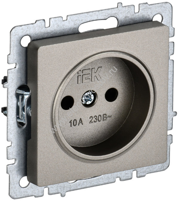 IEK BRITE BASE Шампань Розетка 1-м б/з без защ. Штор. 10А РС10-1-0-БрШ