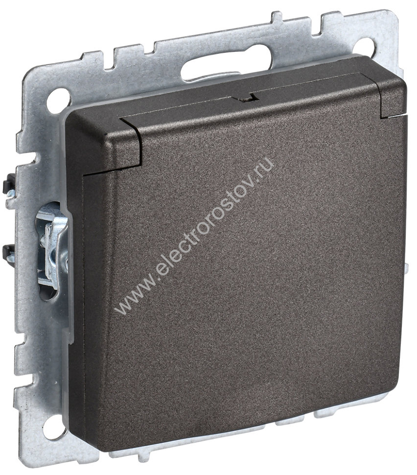 IEK BRITE BASE Темн.бронза Розетка 1-м с/з с защ штор и крышк 16А IP20 РСбш10-3-БрТБ