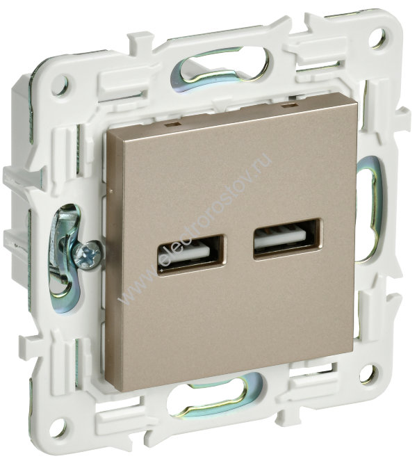 IEK SKANDY Шампань Розетка USB A+A 3,1А SK-R15Sh