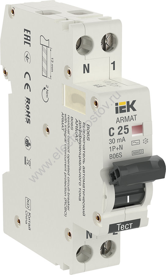 IEK ARMAT АВДТ B06S 1P+NP C25 30мА тип AC (18мм)