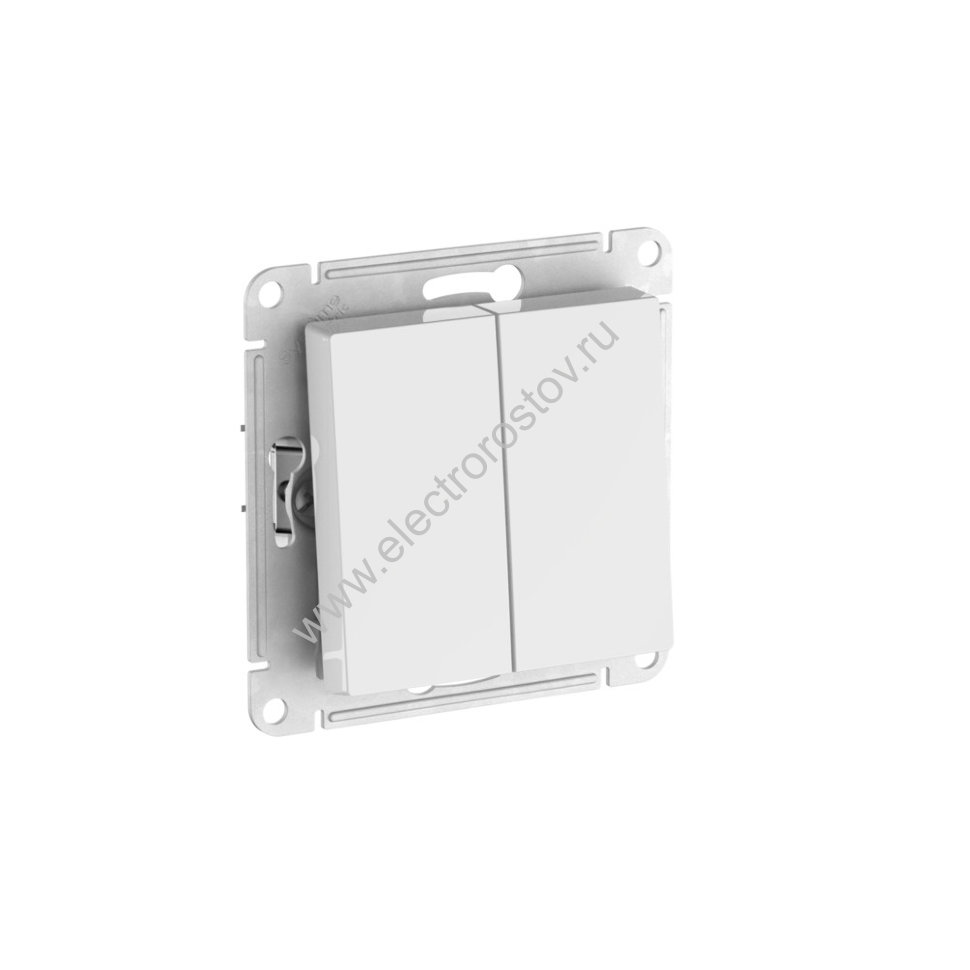 AtlasDesign Aqua Бел Выключатель 2-клавишный IP44 c быстрозажим. клеммами Schneider Electric