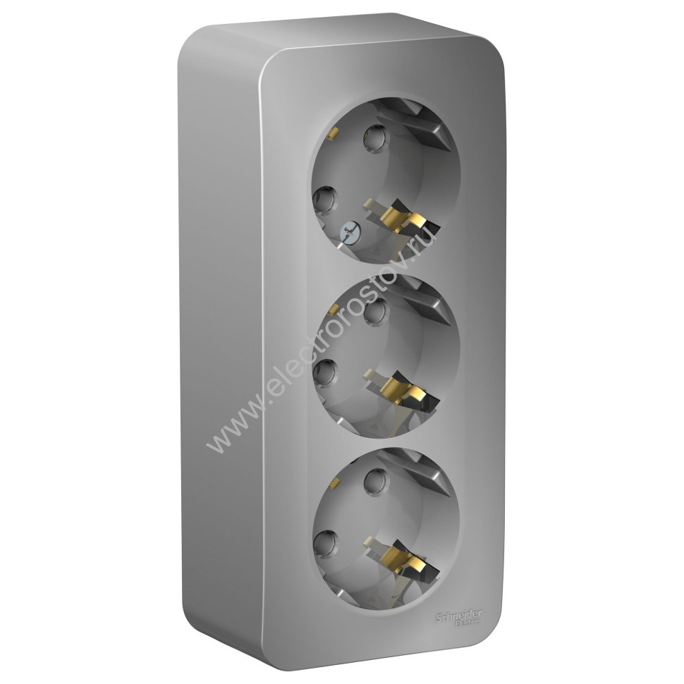 Blanca наруж Алюминий Розетка 3-ая с/з без шторок 16А, 250В, изолир. пластина Schneider Electric