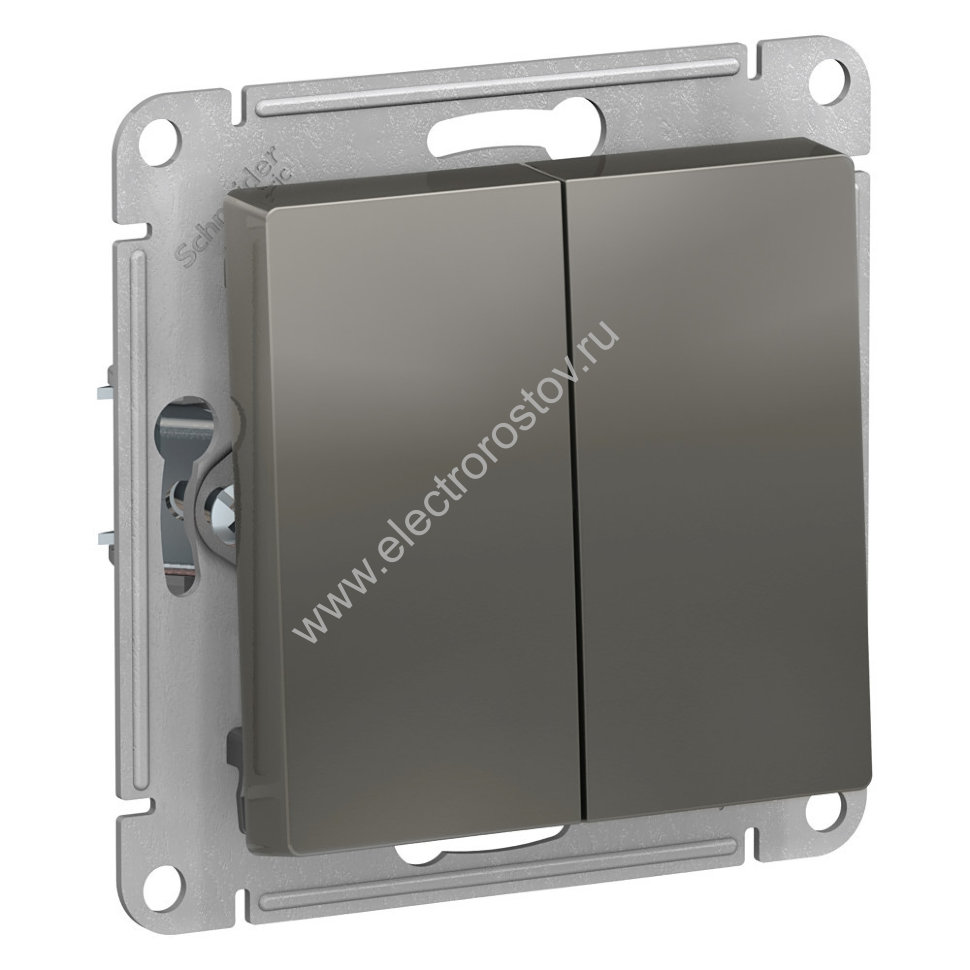 AtlasDesign Сталь Выключатель с самовозвратом двойной Schneider Electric
