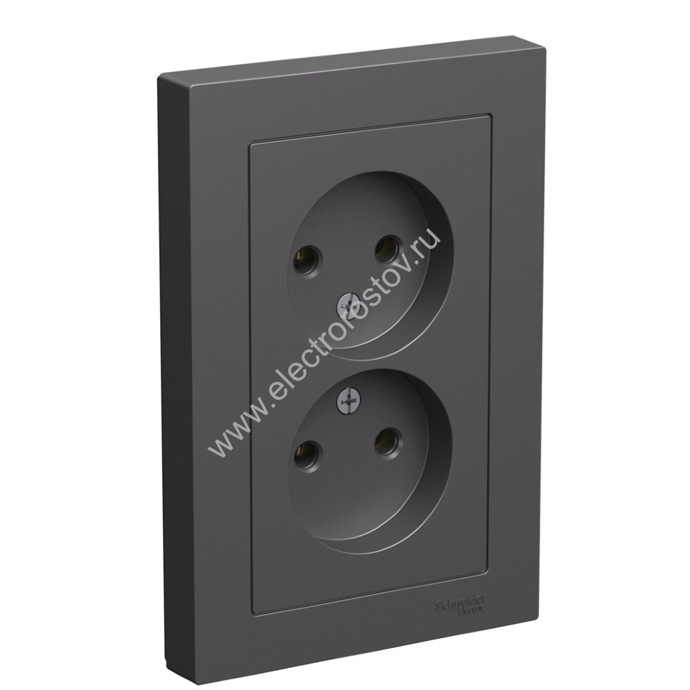 AtlasDesign Базальт Розетка 2-ая без заземления, в сборе Schneider Electric