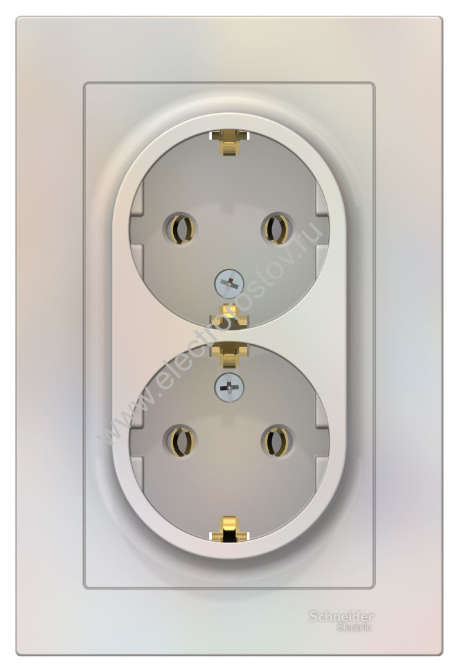 AtlasDesign Жемчуг Розетка 2-ая с/з, в сборе Schneider Electric