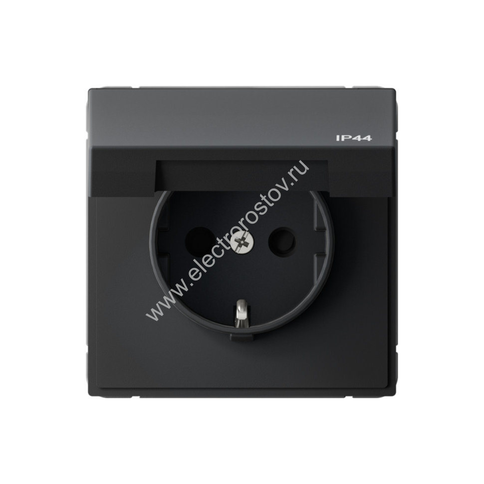 Systeme Electric ArtGallery Карбон Розетка с заземл. со шт. с крышк, 16А, IP44, механизм