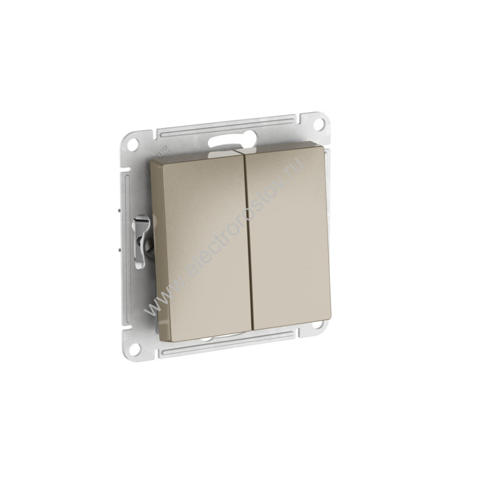 AtlasDesign Шампань Переключатель 2-клавишный с быстрозажим. клеммами Schneider Electric