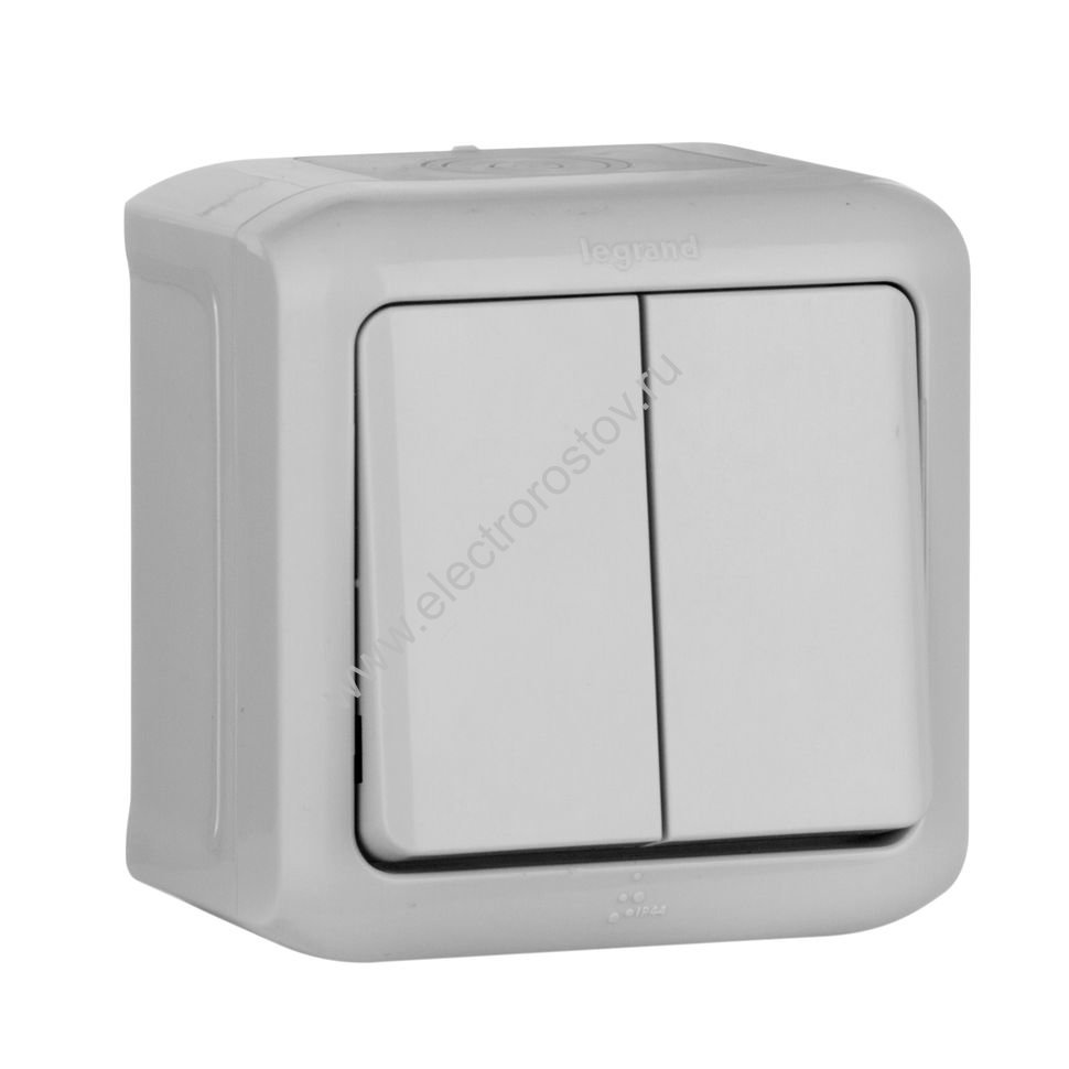 Quteo Серый IP44 Переключатель 2-клавишный Legrand