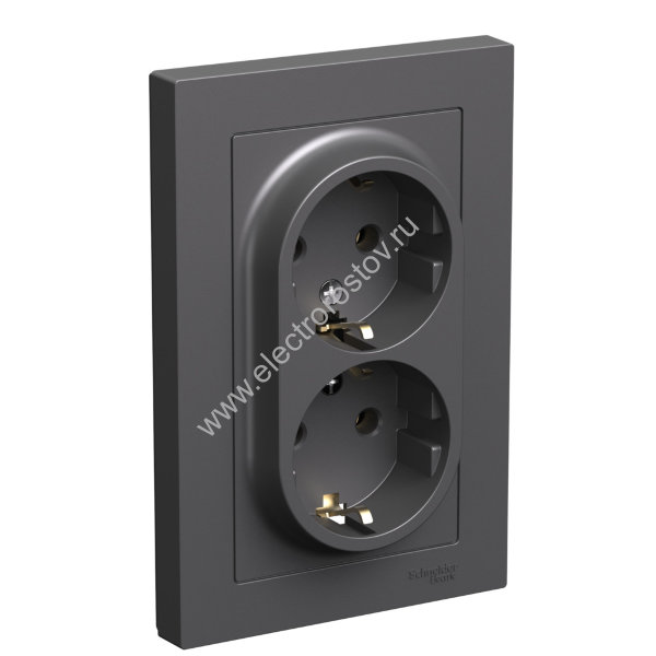 AtlasDesign Базальт Розетка 2-ая с/з, в сборе Schneider Electric
