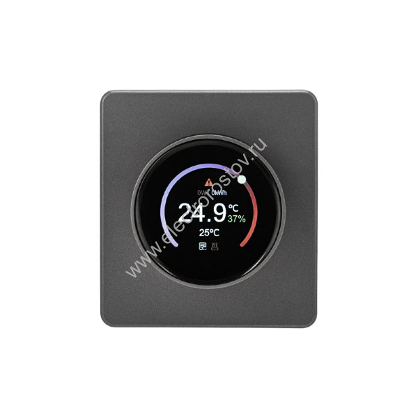 KRANZ ROUND Терморегулятор Wi-Fi с/у титан, с 1-пост. рамкой