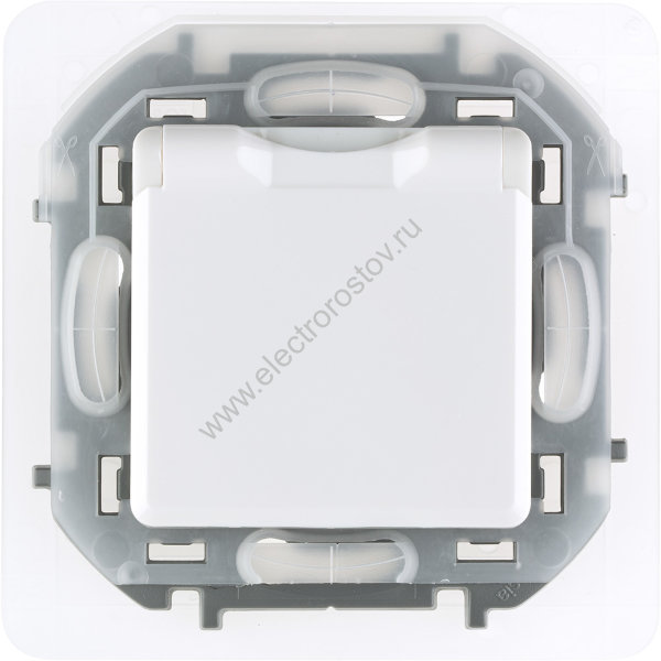 INSPIRIA Белый Розетка с заземлением IP 44 с откидной крышкой и шторками Legrand