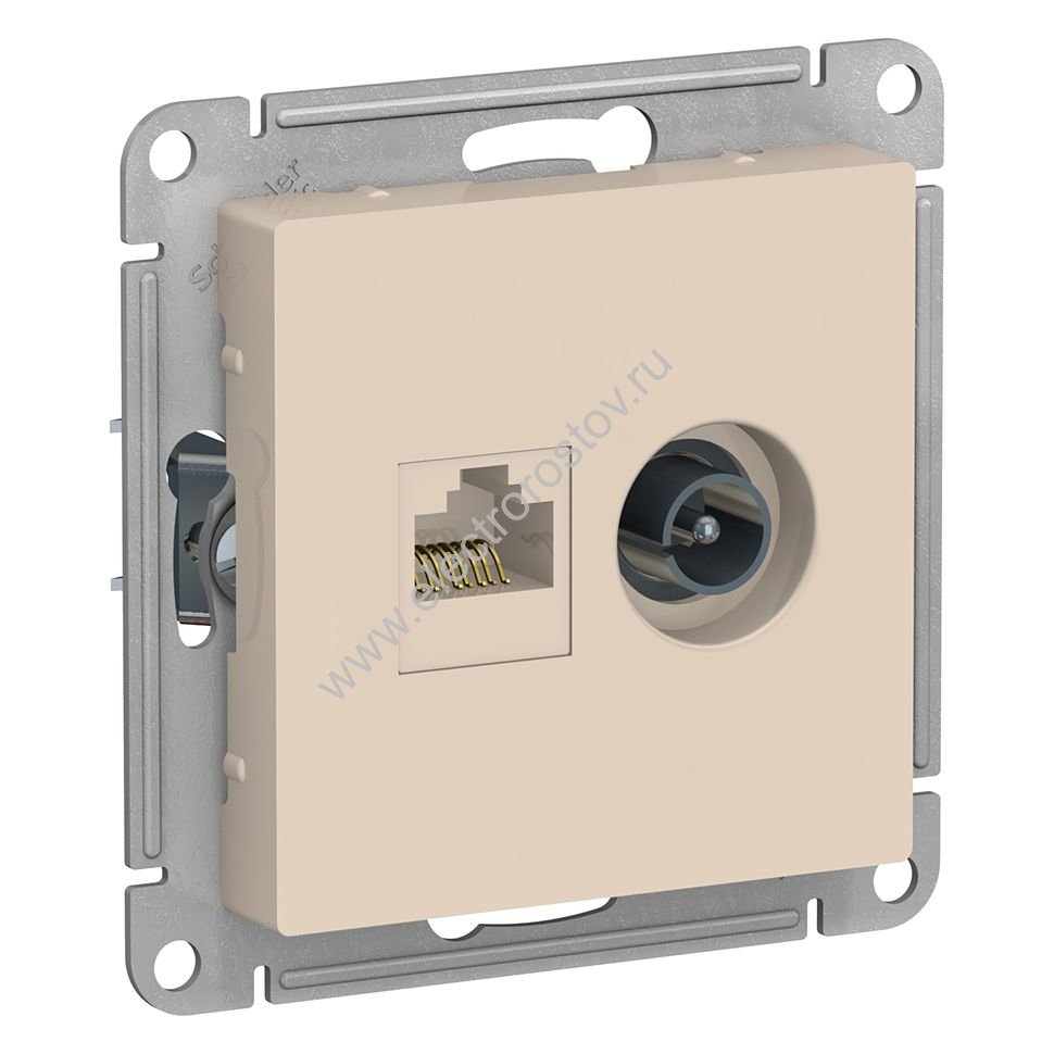 AtlasDesign Беж Розетка двойная комп+ТВ, RJ45+TV, кат. 5е Schneider Electric