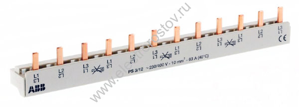 Шина соединительная PIN 3ф 12 мод. 63А PS3/12 ABB