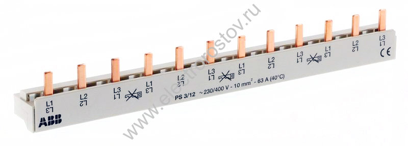 Шина соединительная PIN 3ф 12 мод. 63А PS3/12 ABB