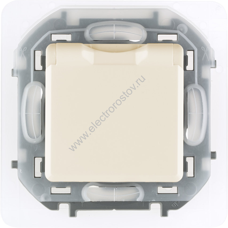 INSPIRIA Слоновая кость Розетка с заземлением IP 44 с откидной крышкой и шторками Legrand
