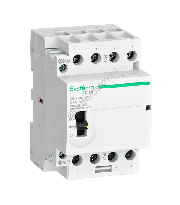 City9 Модульный контактор 4P 230V 4НО 63A ручное упр. AC Schneider Electric