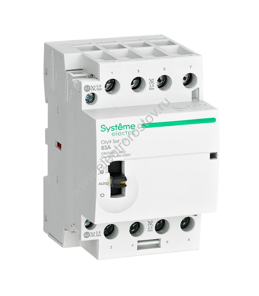 City9 Модульный контактор 4P 230V 4НО 63A ручное упр. AC Schneider Electric