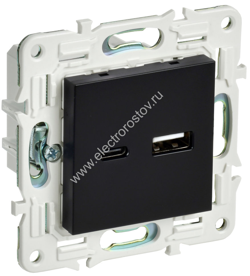 IEK SKANDY Черный Розетка USB A+C 18Вт SK-R13Bl