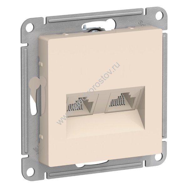 AtlasDesign Беж Розетка компьютерная 2-ая RJ45+RJ45, кат. 5е Schneider Electric
