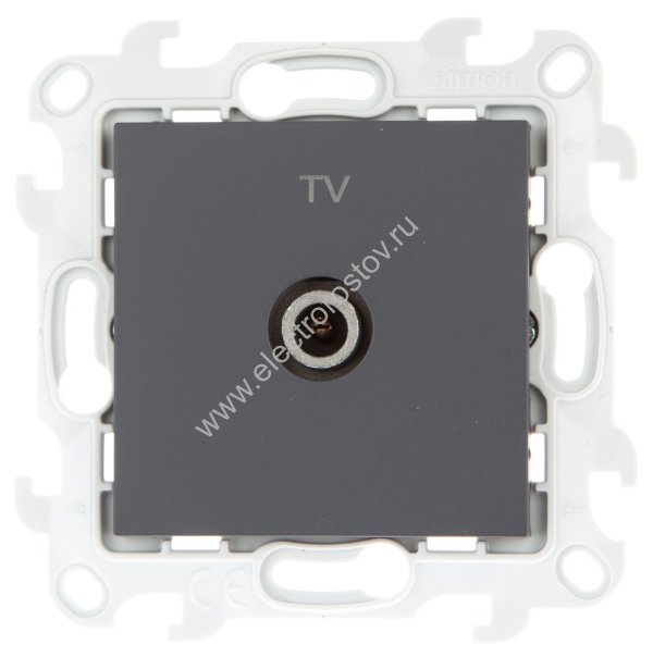 Simon 24 Графит Розетка TV проходная Simon