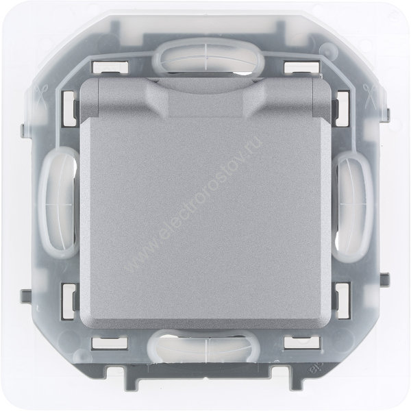 INSPIRIA Алюминий Розетка с заземлением IP 44 с откидной крышкой и шторками Legrand