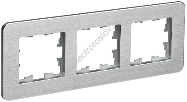 IEK BRITE DECOR Алюминий/алюм метал. скругл.угол Рамка 3-м РУ-3-1-Бр RE AL