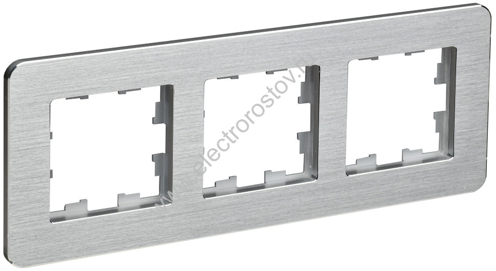 IEK BRITE DECOR Алюминий/алюм метал. скругл.угол Рамка 3-м РУ-3-1-Бр RE AL