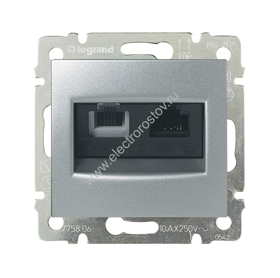 Valena Алюминий Розетка двойная комп.(RJ45) 1-ая 5 кат UTP + ТЛФ 1-ая (RJ11) Legrand