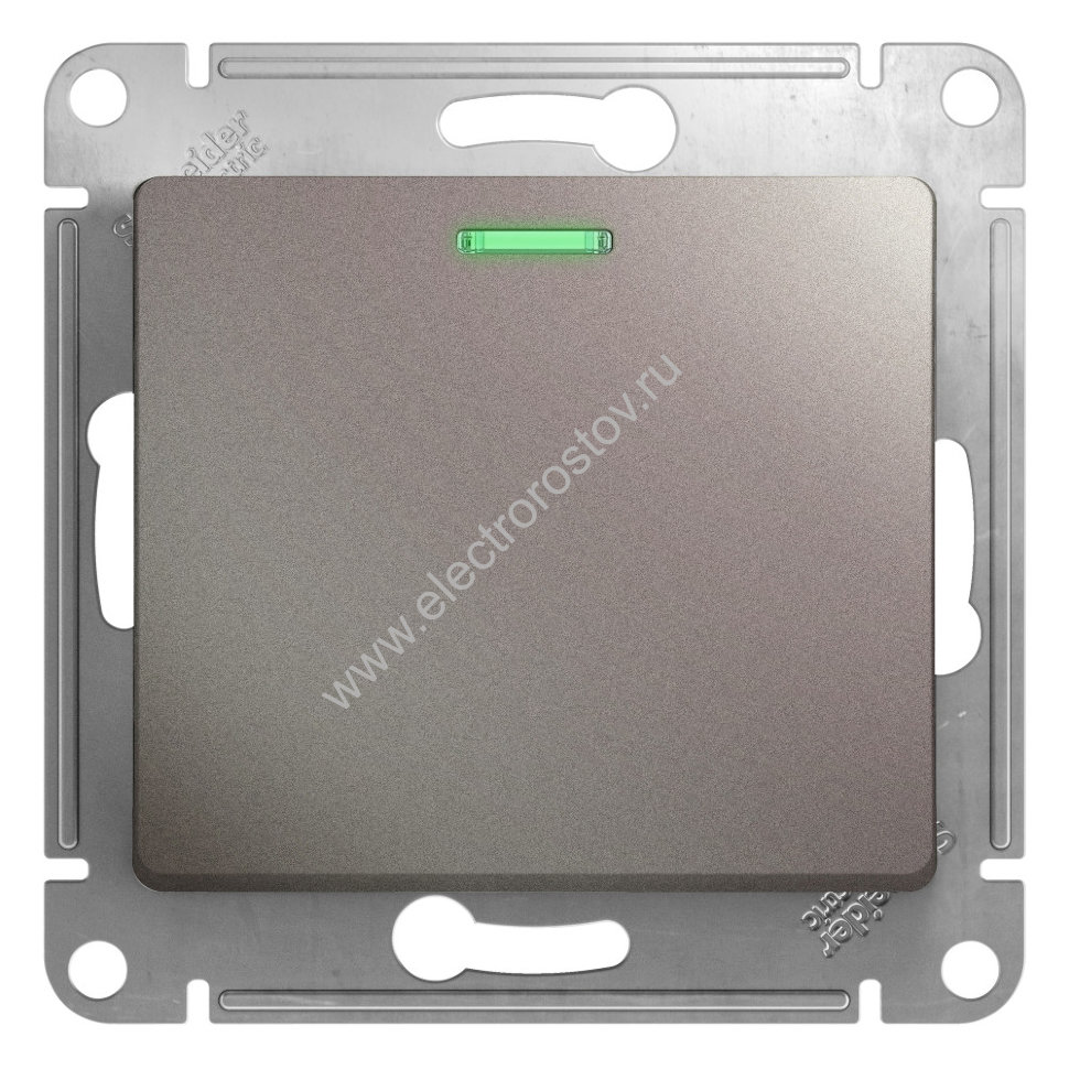 Glossa Платина Выключатель 1-клавишный с подсветкой Schneider Electric