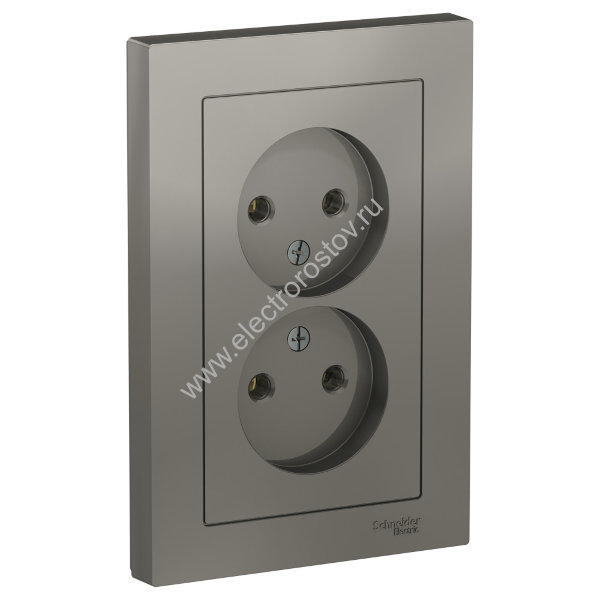AtlasDesign Сталь Розетка 2-ая без заземления, в сборе Schneider Electric