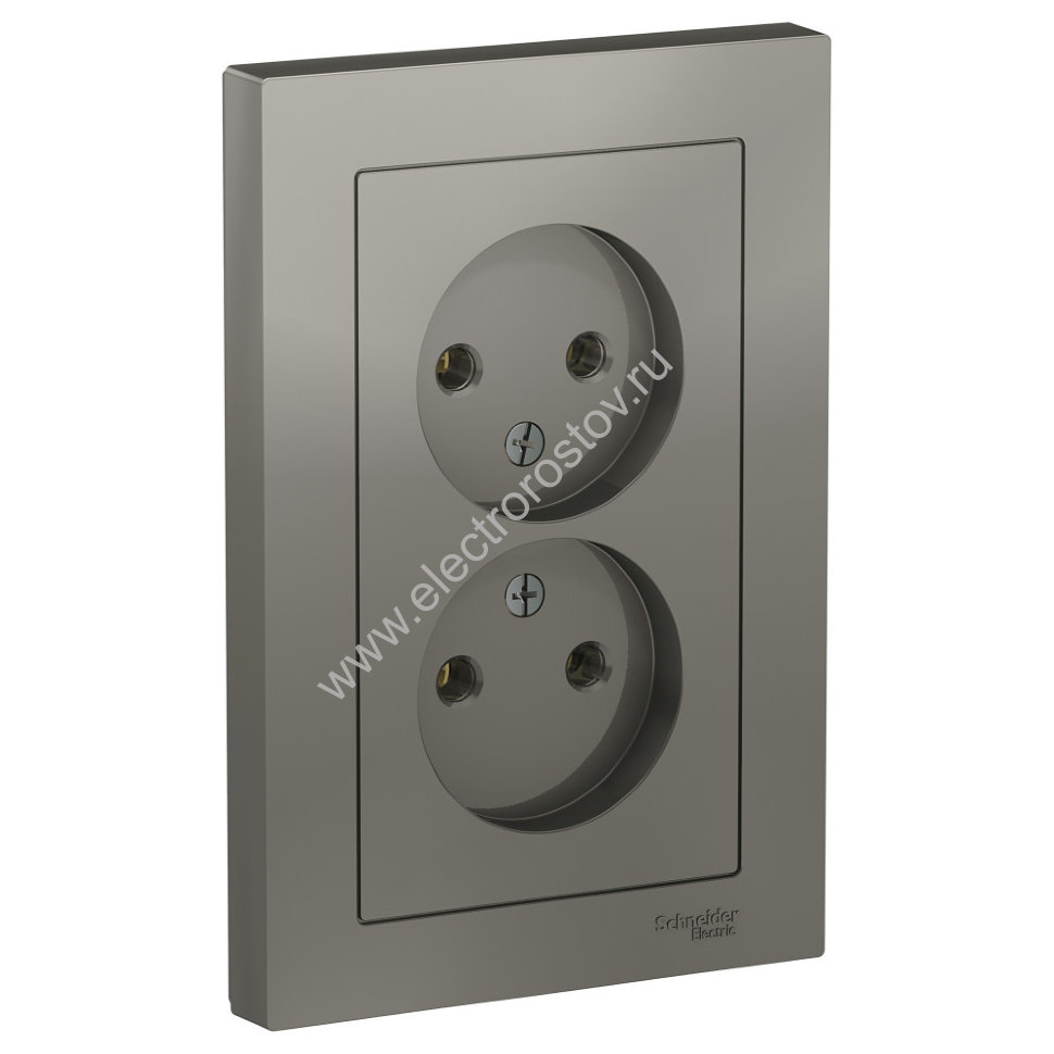 AtlasDesign Сталь Розетка 2-ая без заземления, в сборе Schneider Electric