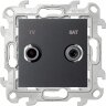 Simon 24 Графит Розетка TV-SAT проходная Simon
