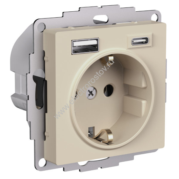 AtlasDesign Песочный Розетка + USB Розетка A+C 1x5 В/2,4А; 3,0 А; 2х5В/1,5А Schneider Electric