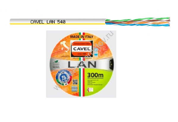 Кабель UTP витая пара, кат. 5e, 4 пары LAN540 Медь (Уп 300м) 4x2x0.51 CAVEL