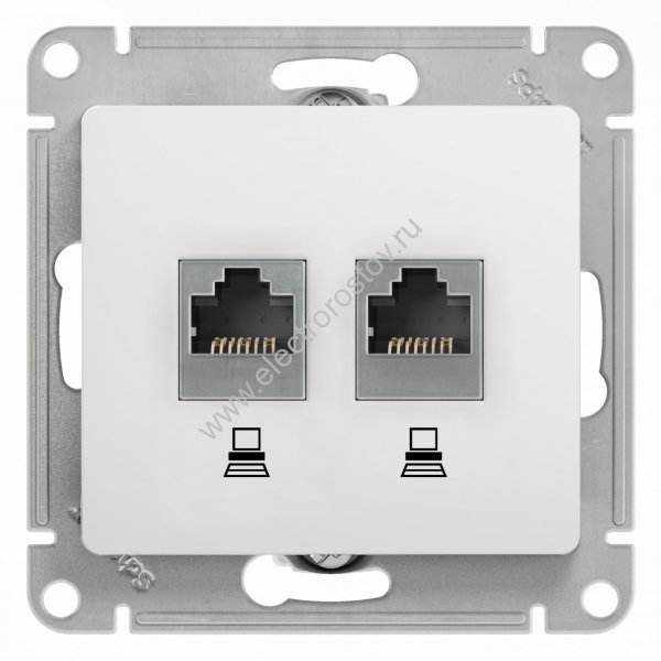 Glossa Белый Розетка компьютерная 2-ая RJ45, кат. 5е Schneider Electric