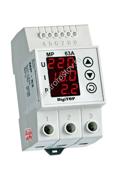 Реле контроля одноф. напряжения (многофункционал.) MP-63A Digitop